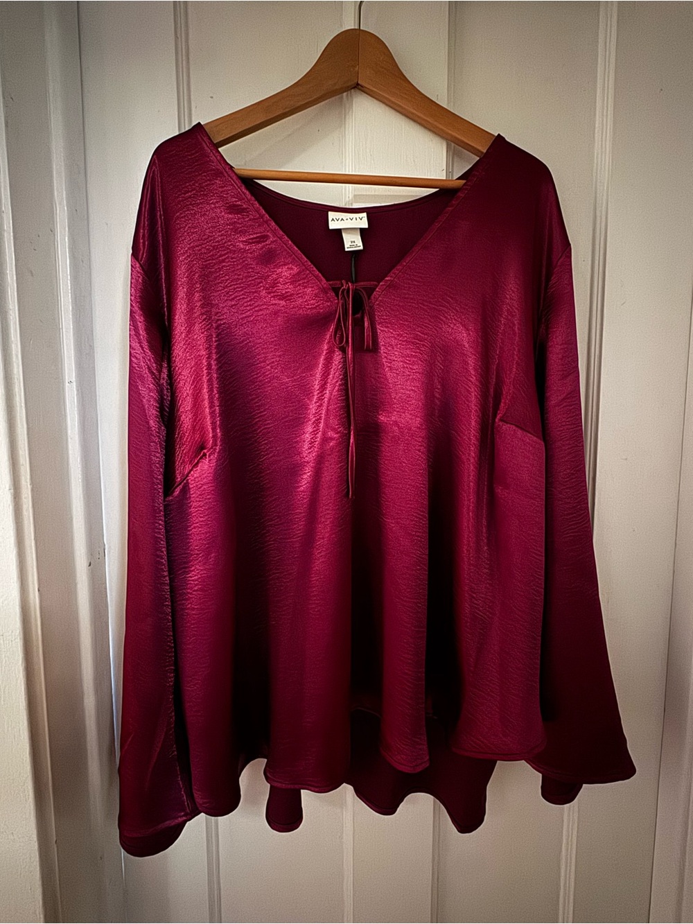 Target Satin V-Neck Tie Tunic in Deep Wine